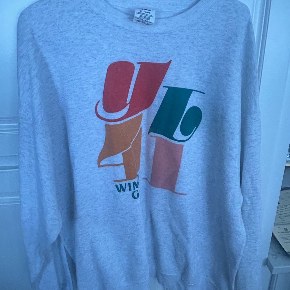 Hanes Women's Graphic Crew Neck Sweater - Gray with Multicolor Print Youg Life